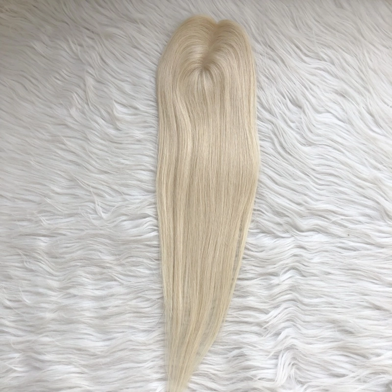 Emeda 4.75*2” Small Full Pu Topper #60 White Color Virgin Human Hair For Women Yr77